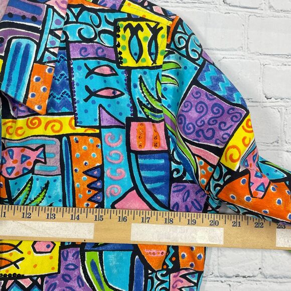 VTG Life Style Jacket Women Medium Buttons Sequins Beaded Artsy Abstract Coat - Picture 14 of 16